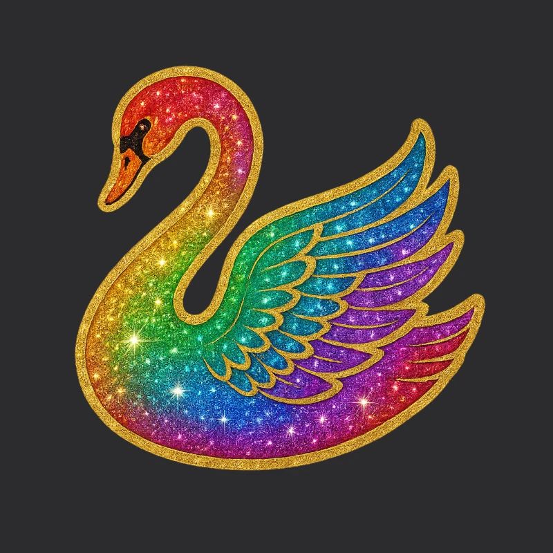 Rainbow Glitter Swan