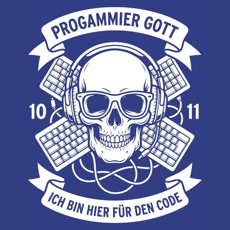 Code Schädel mit Kopfhörern