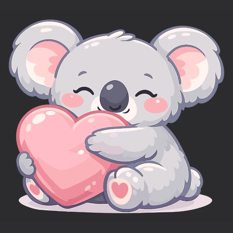 Kleiner Koala kuschelt Herz