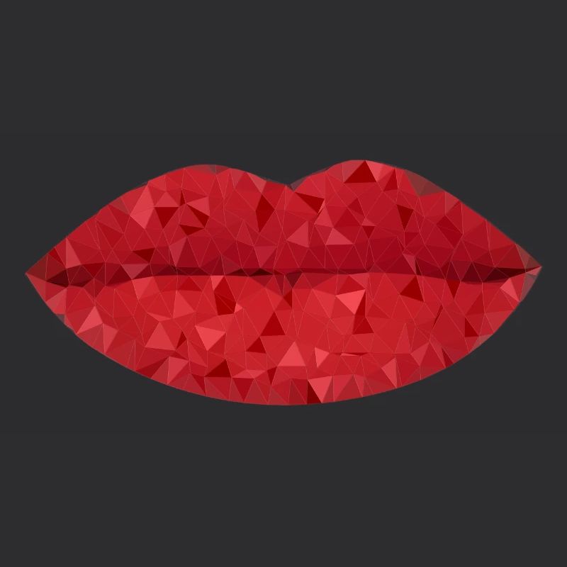 Intense Red Geometric Lips