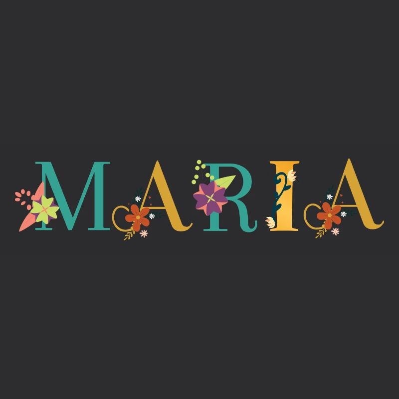 MARIA Nom Art avec fleurs brodées