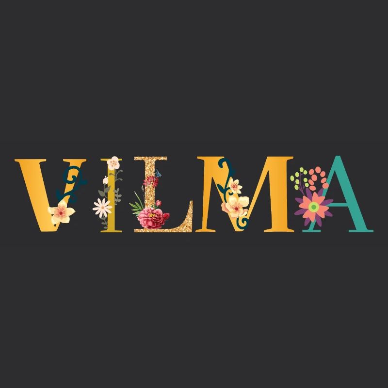 Le nom de VILMA est décoré de fleurs