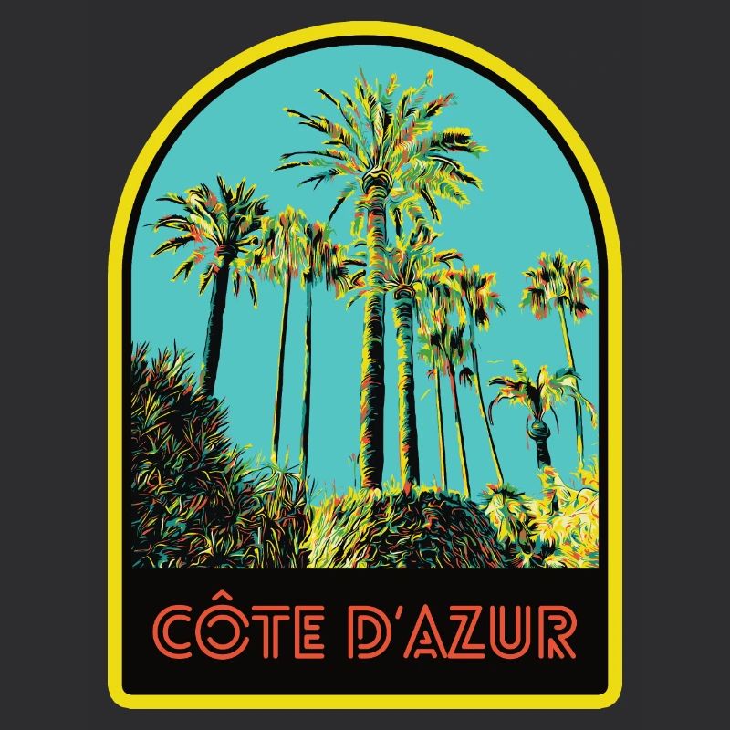 llustration emblematic palm trees, Còte d'Azur