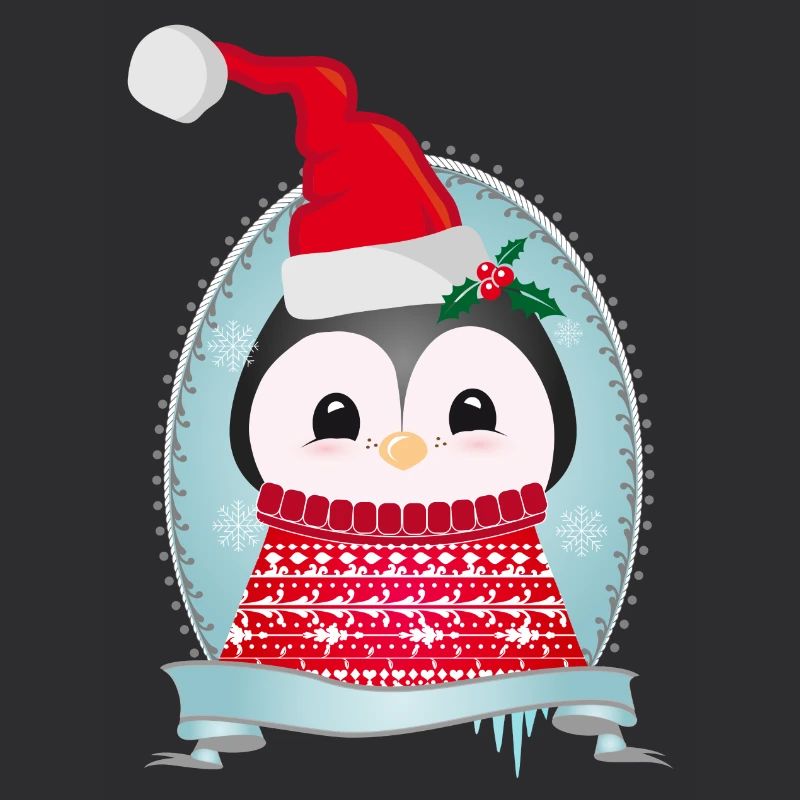 weihnachtlicher Pinguin mit Strickpullover & Mütze