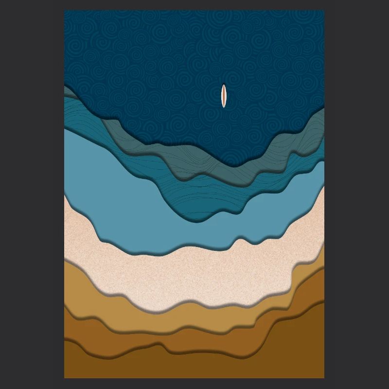 Design abstrait de plage - planche de surf dans l’océan