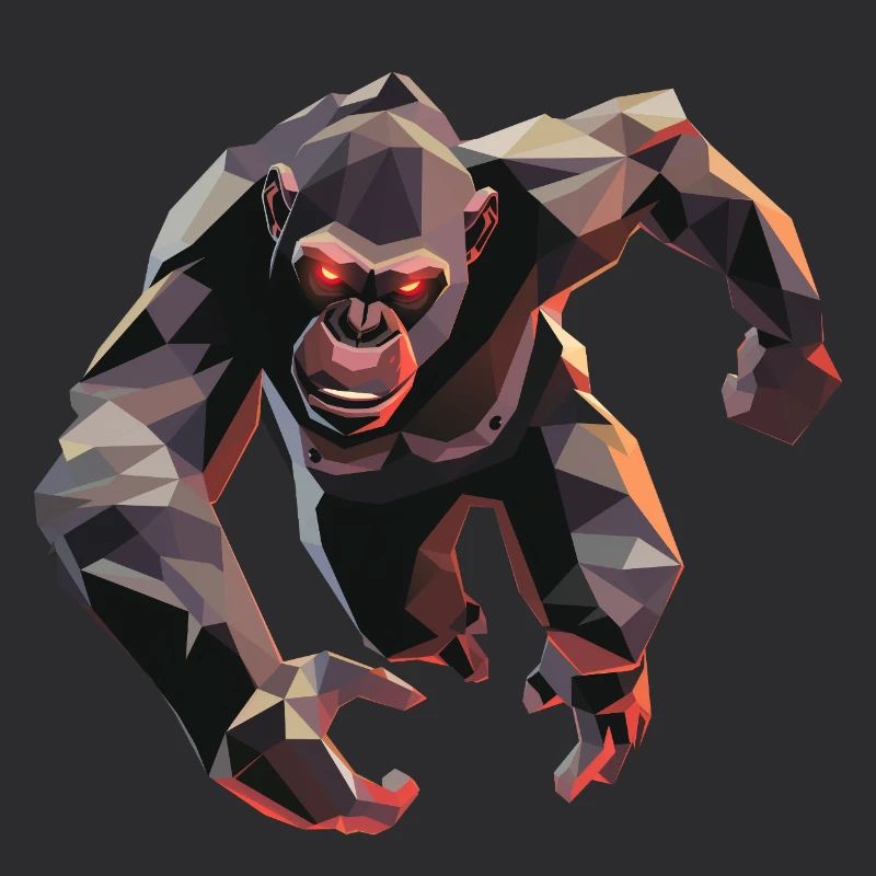Gorilla im Low Poly Stil