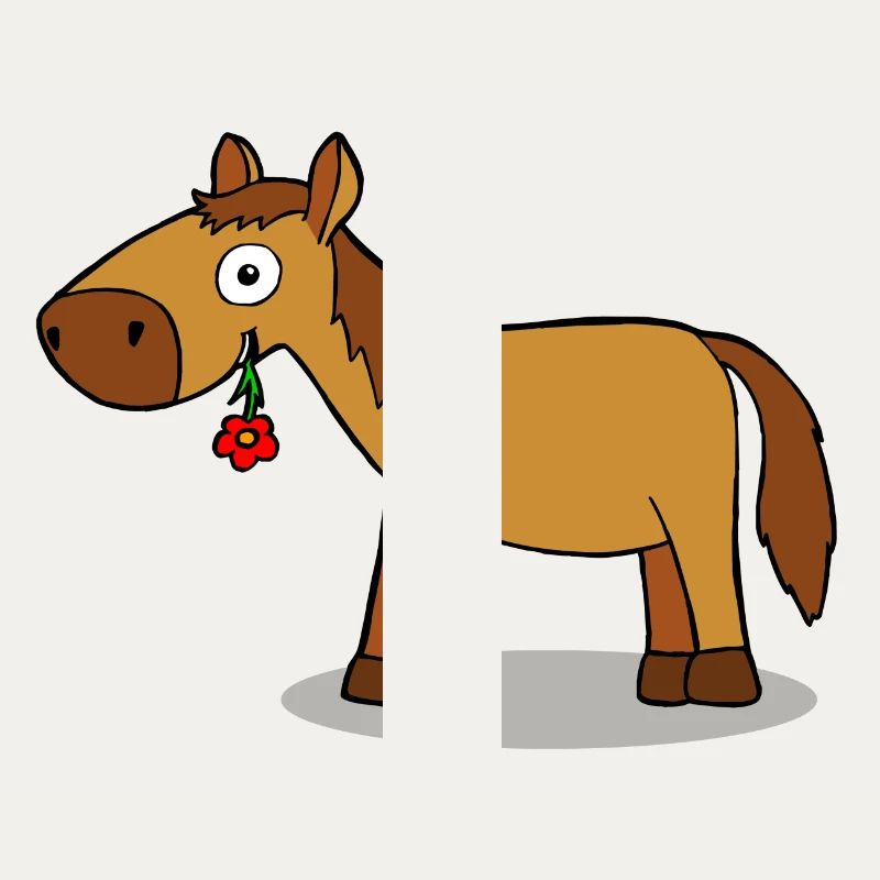 Pferd mit Blume - Comic