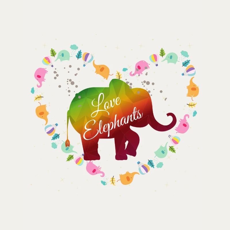 Regenbogen Elefanten Herzdesign