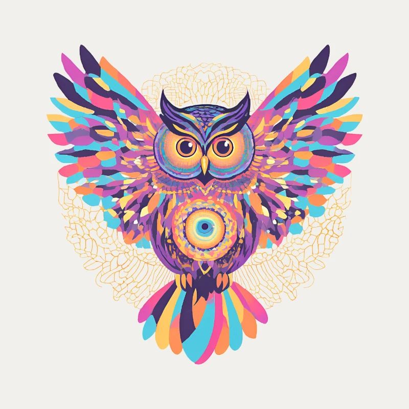 Regenbogenmandala-Eule