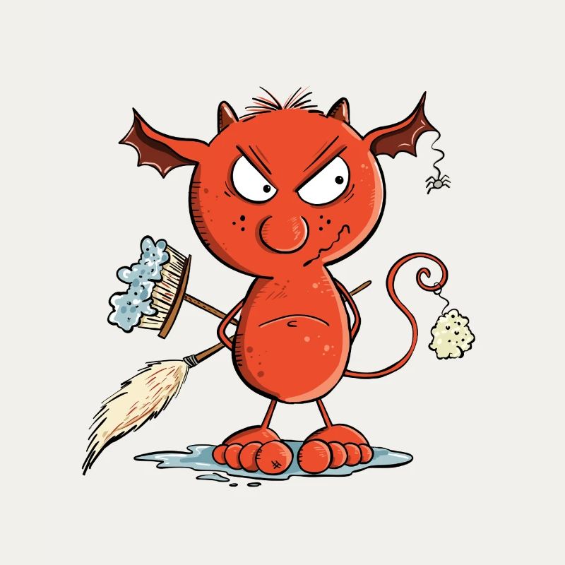 Funny Cleaning Devil Cleaning Cleaner Hygiene