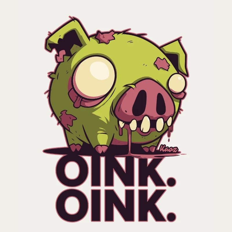 Conception de dessin animé de cochon zombie effrayant