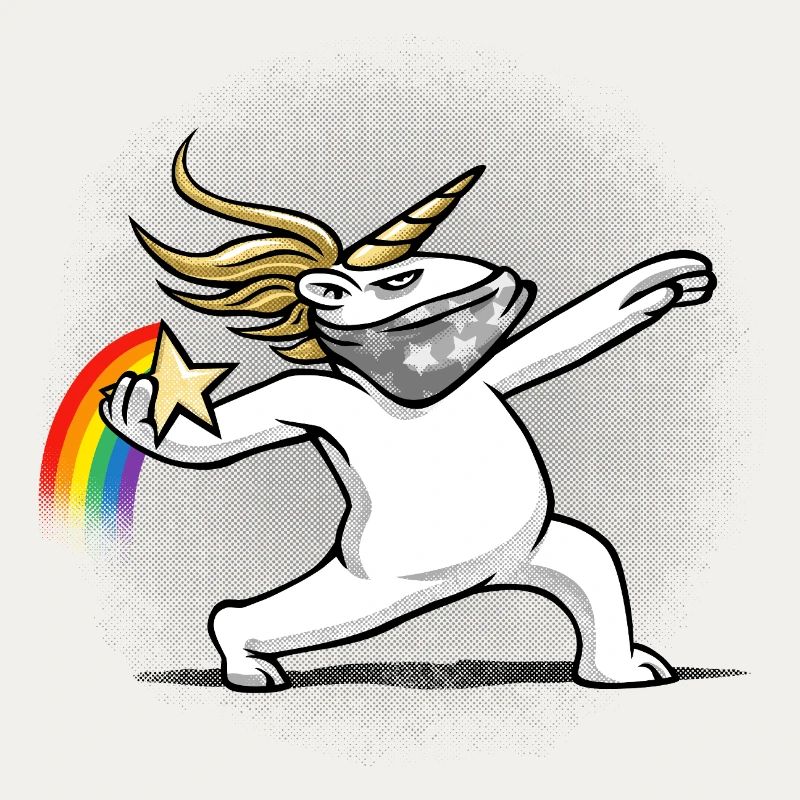Einhorn wirft einen Regenbogen