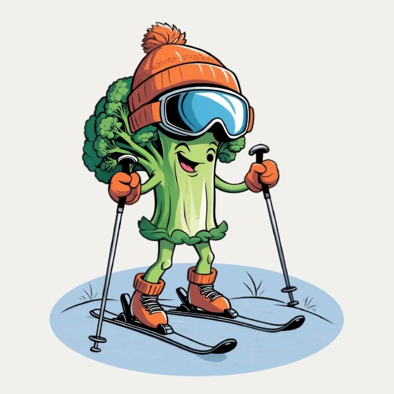 Broccoli skier with cap