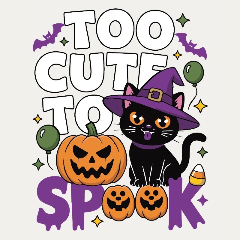 Trop mignon pour être effrayé - Chat sorcière mignon