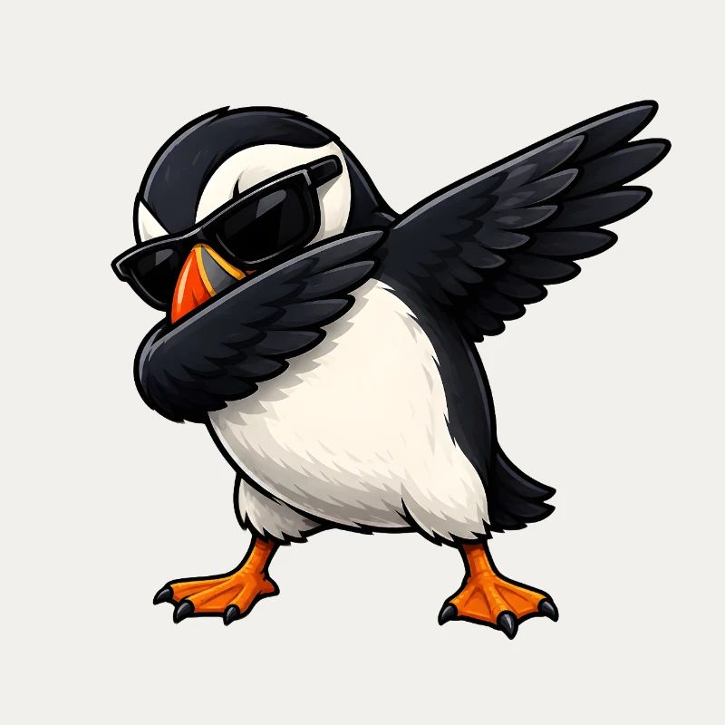 Dabbing puffins