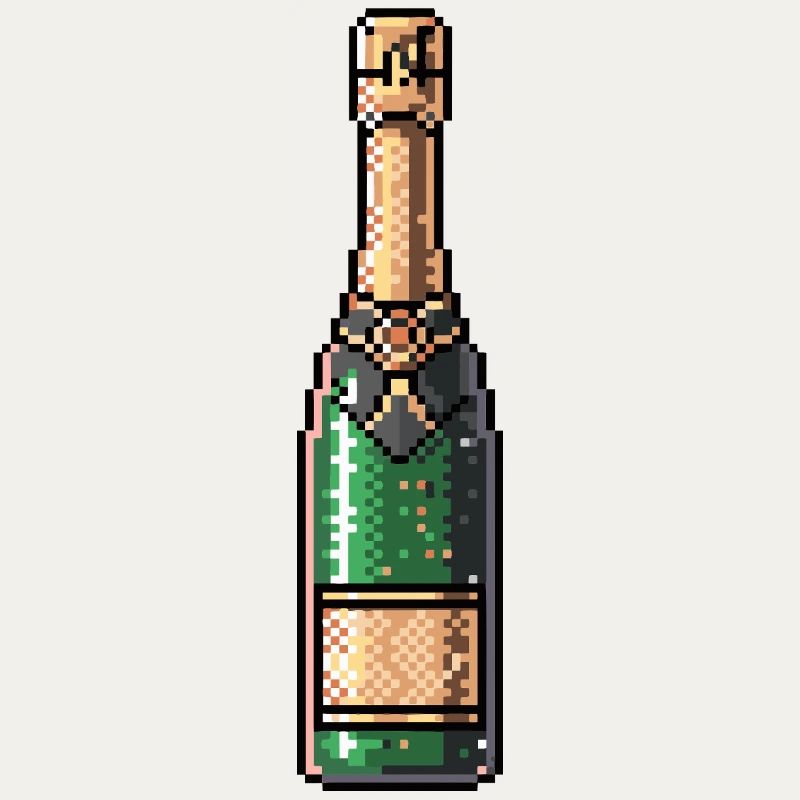 PixelChampagne Bottle Retro