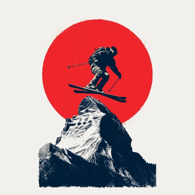 Ski jumping over rocky peaks