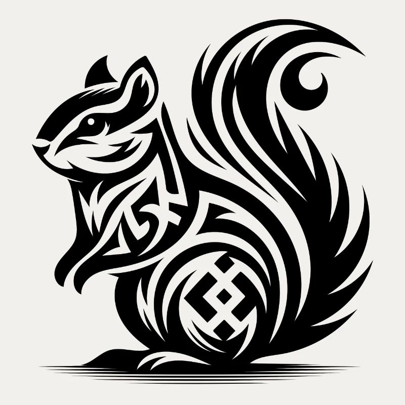 Niedliches Eichhörnchen in Tattoo Style