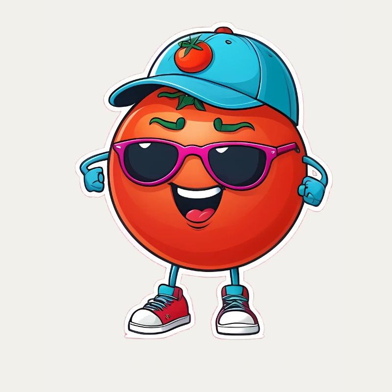 Tomato with cap and sunglasses