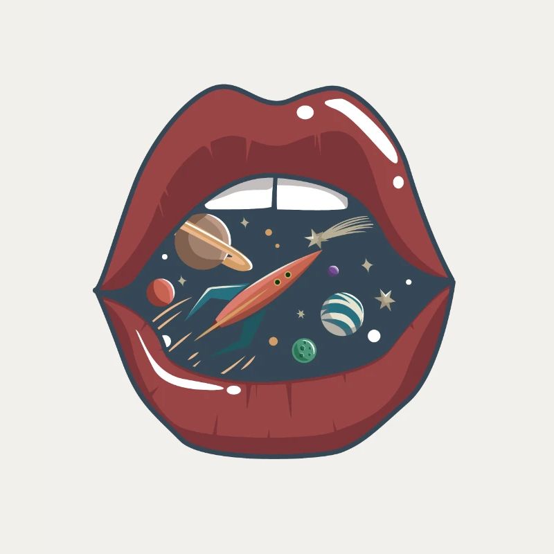 Embrasser la bouche dans l'espace