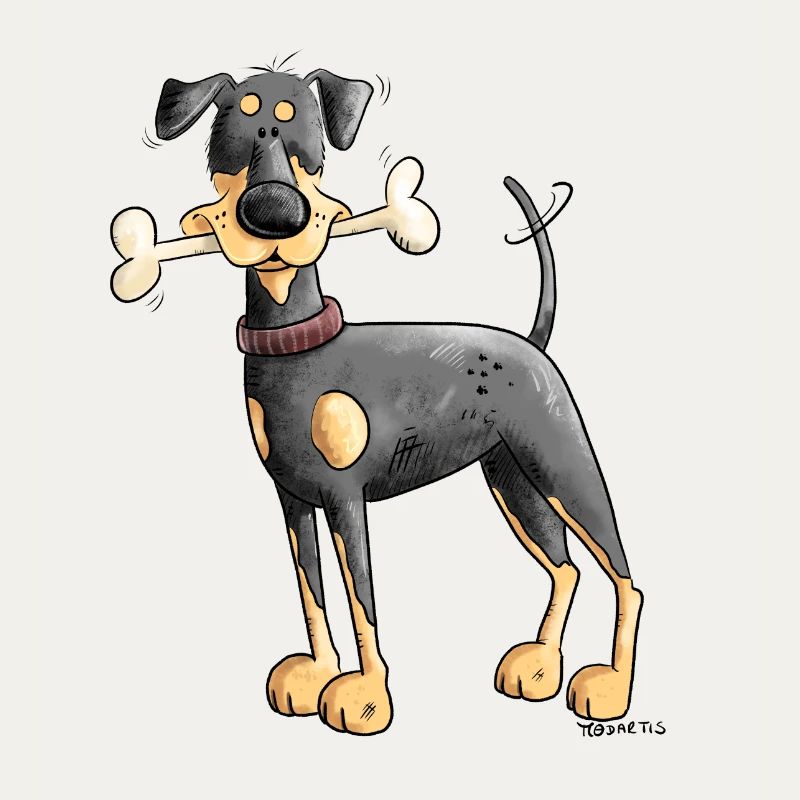 Dobermann Oder Pinscher mit Knochen