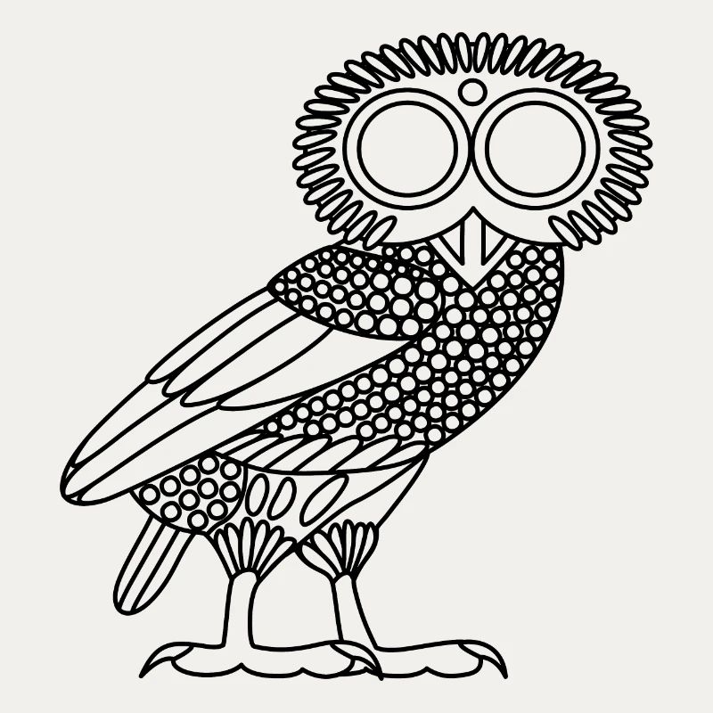 Eule der Athene [Black Outline (nur Eule)]