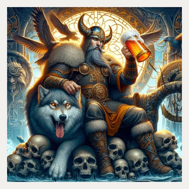 Wikinger mit Wolf