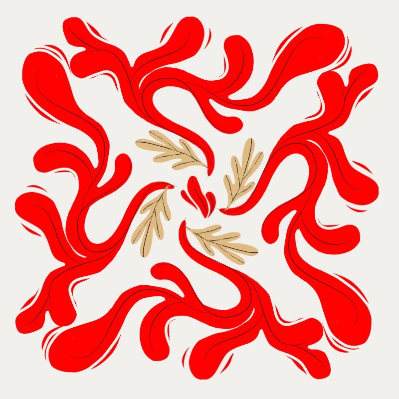 Red Floral Vines Pattern