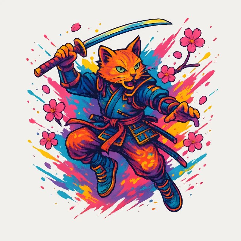Guerrier chat de style samouraï