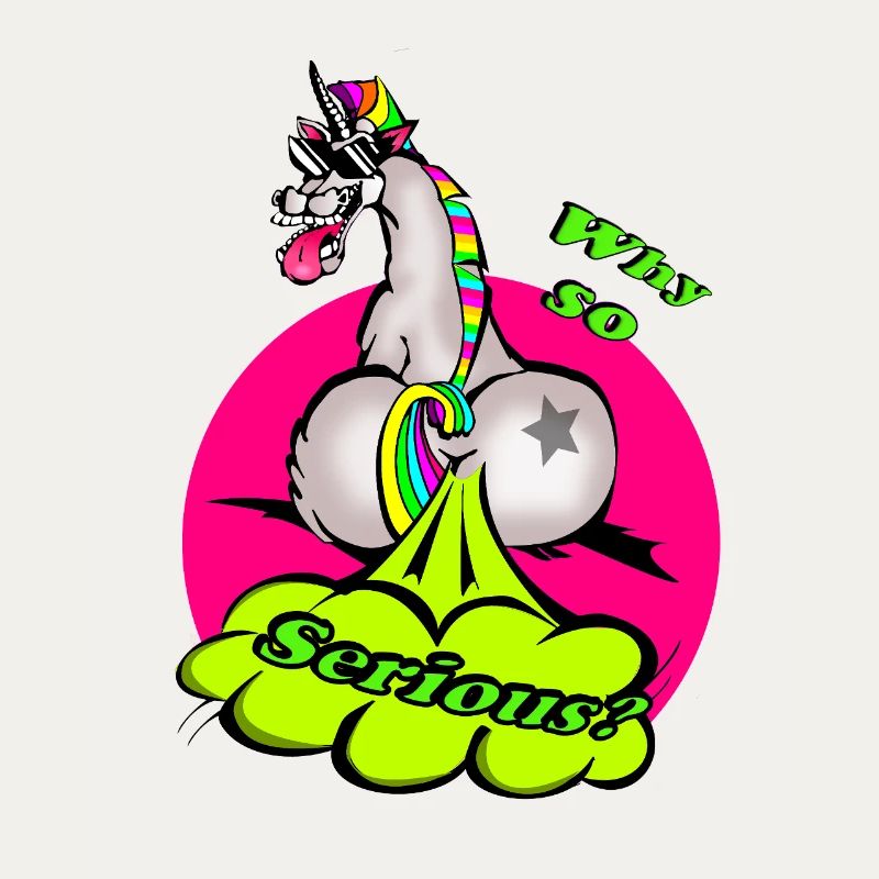 Ein buntes Einhorn mit einer humorvollen Botschaft