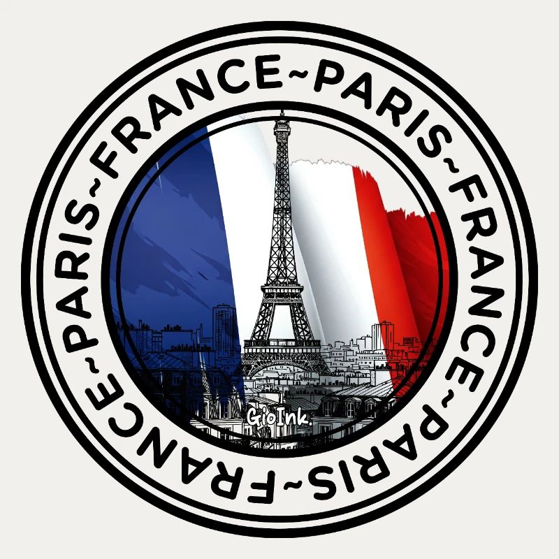 French Flag and Eiffel Tower Illustration