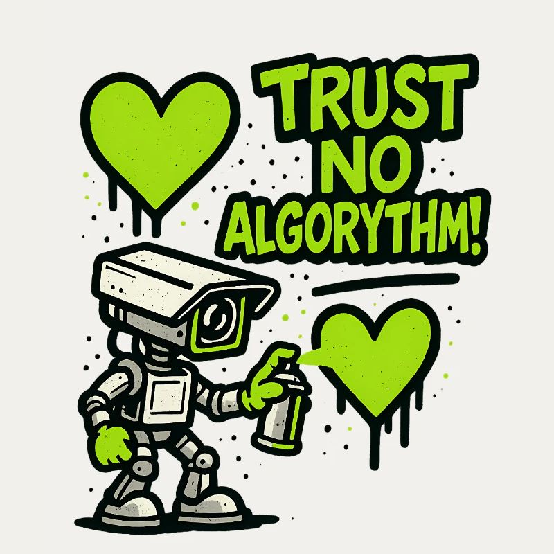 Robot avec cœur et message anti-algorithme