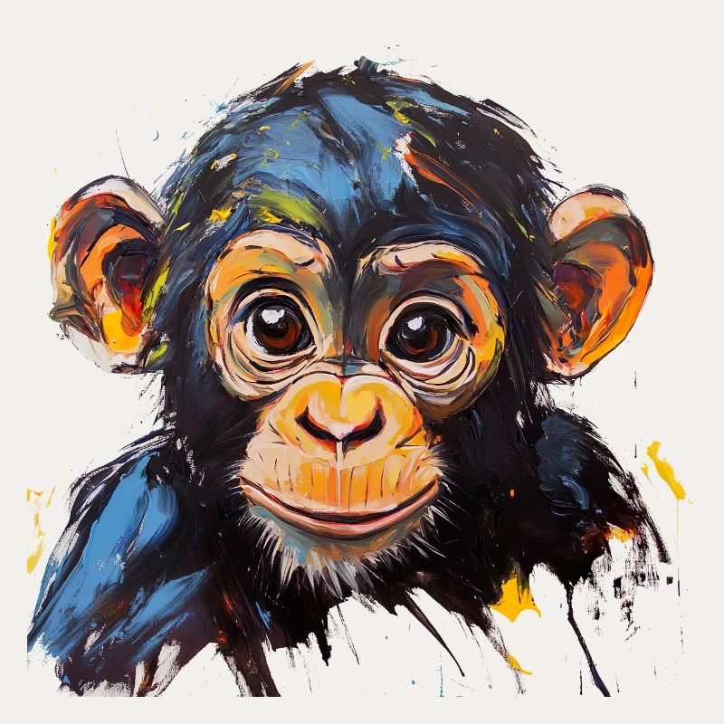 Conception d’art expressive de portrait de bébé singe