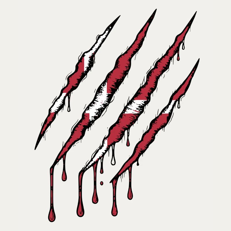 Denmark Claw Grunge Dannebrog Flag Scratch