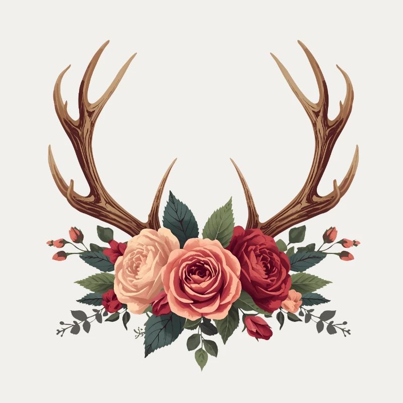 Hirschgeweih & Rosen - Boho Nature Design
