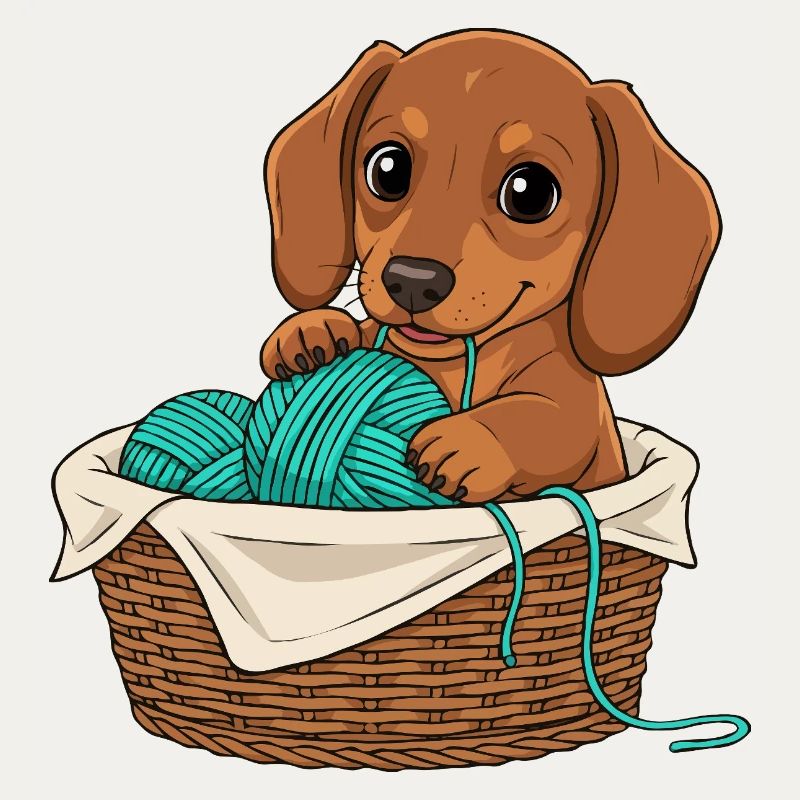 Chiot teckel dans un panier