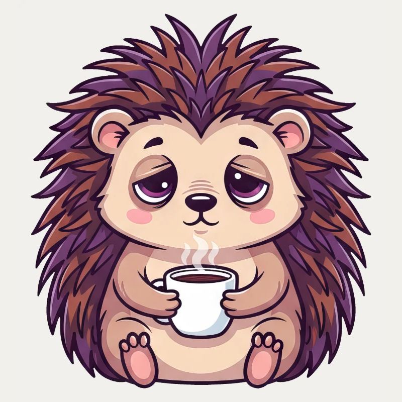 Mignon hérisson café caféine dessin animé employé de bureau