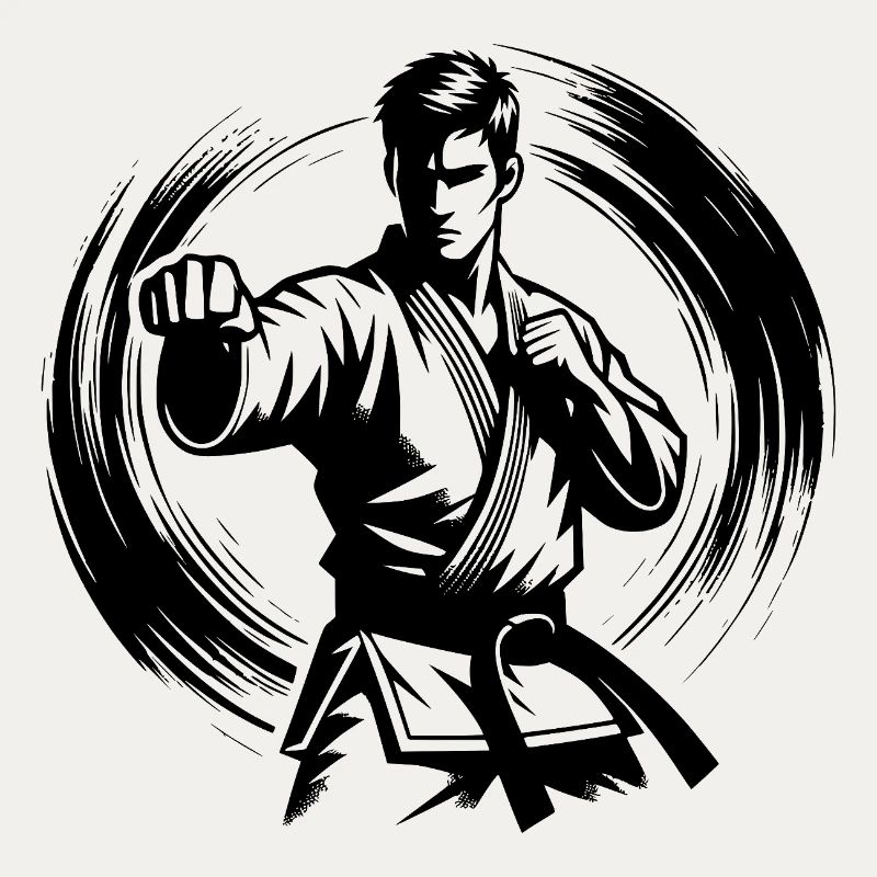 Silhouette de Karaté Parfaite en Combat Dynamique