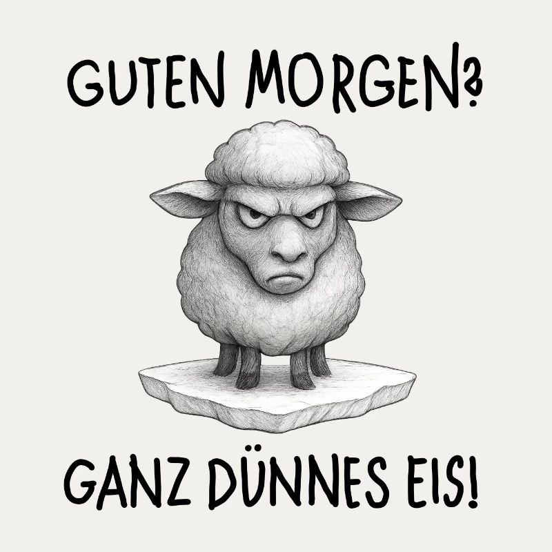 Grimmiges Schaf auf Eisplattform…. Guten Morgen ? 