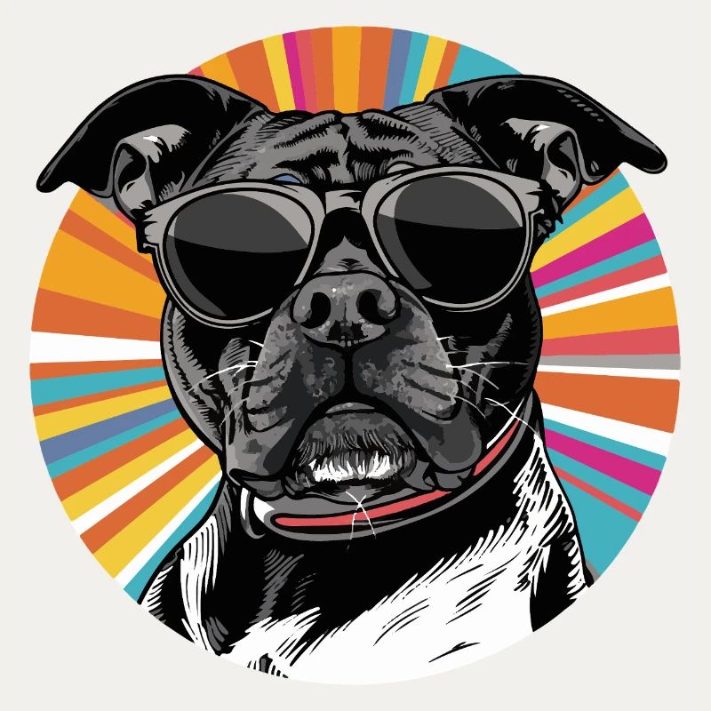 Hund mit Sonnenbrille Retro Patch