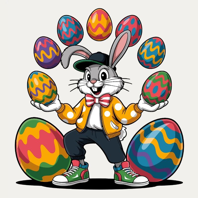 Osterhase mit bunten Eiern