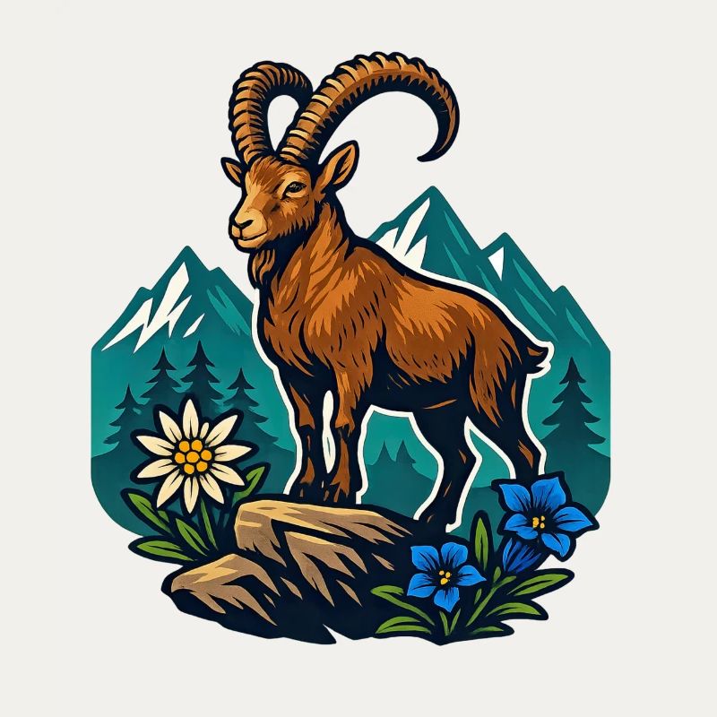 Ibex on mountain meadow