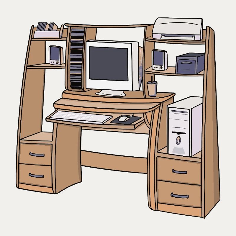 Retro-Computerschreibtisch-Setup 90er 2000er Nostalgie