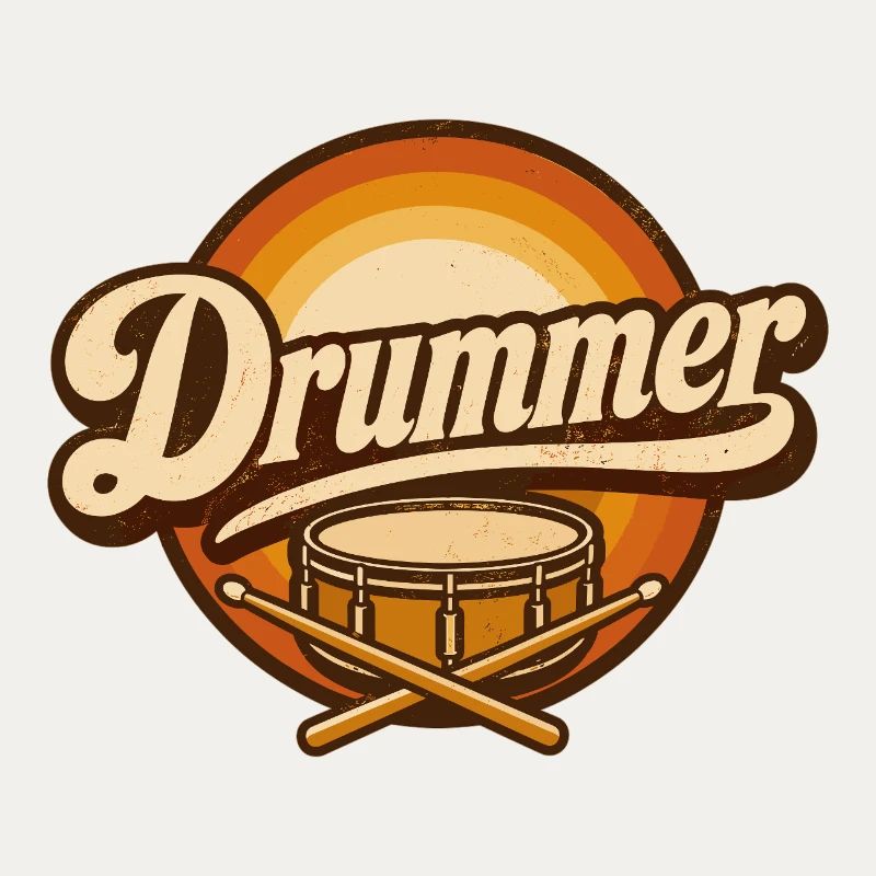 Logo rétro du batteur avec batterie