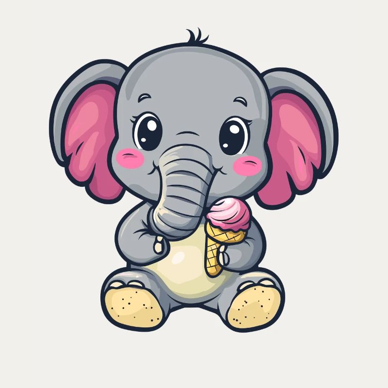 Kleiner Elefant genießt Eis