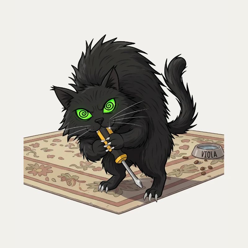 Aggro Katze auf Perser-Teppich