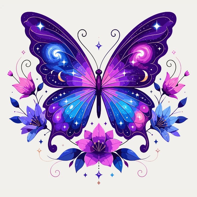 KosmosSchmetterling im Blütenkranz