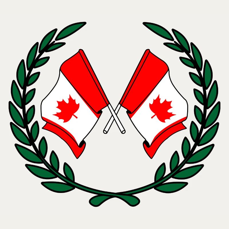 Flags Canada in laurel wreath
