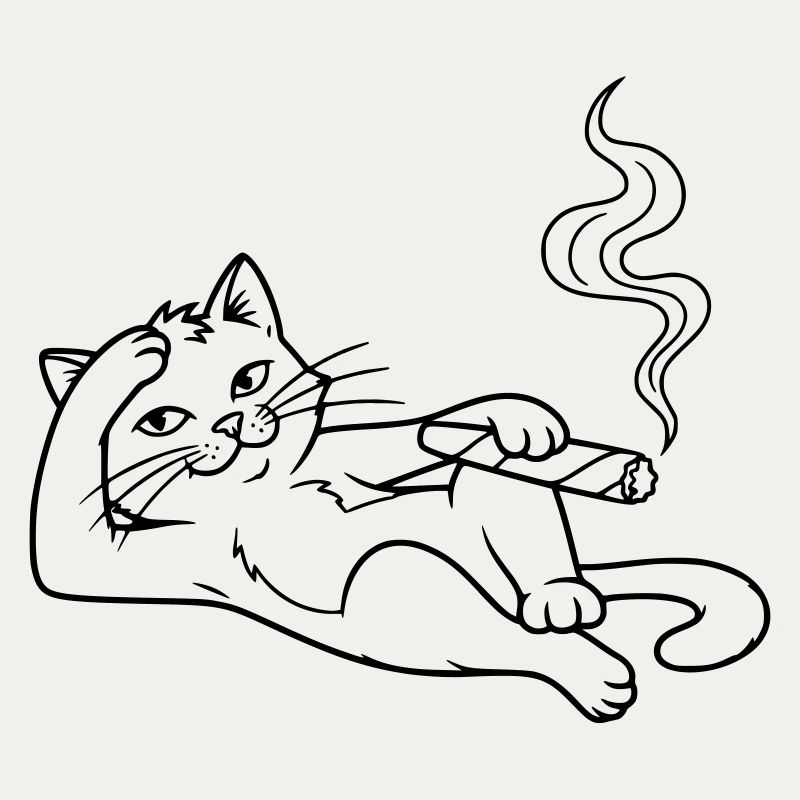 Chilling Cat with Cigar – Humorous Design