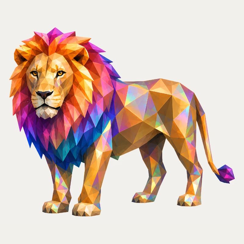 Explosion de couleur de lion polygonal